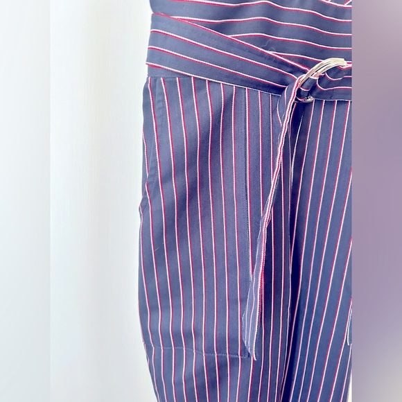 NWT Bebe Cut Out Belted Striped Sleeveless Wide Leg Jumpsuit Size 6 - Picture 6 of 14